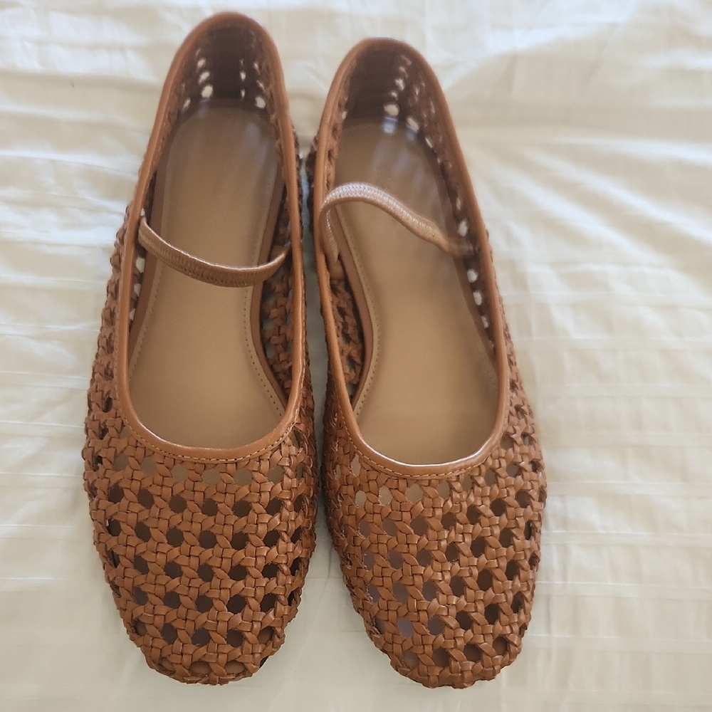 Madewell leather lattice ballet flat, size 7.5